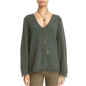 Free People Irresistible Fringe green wool blend sweater size L